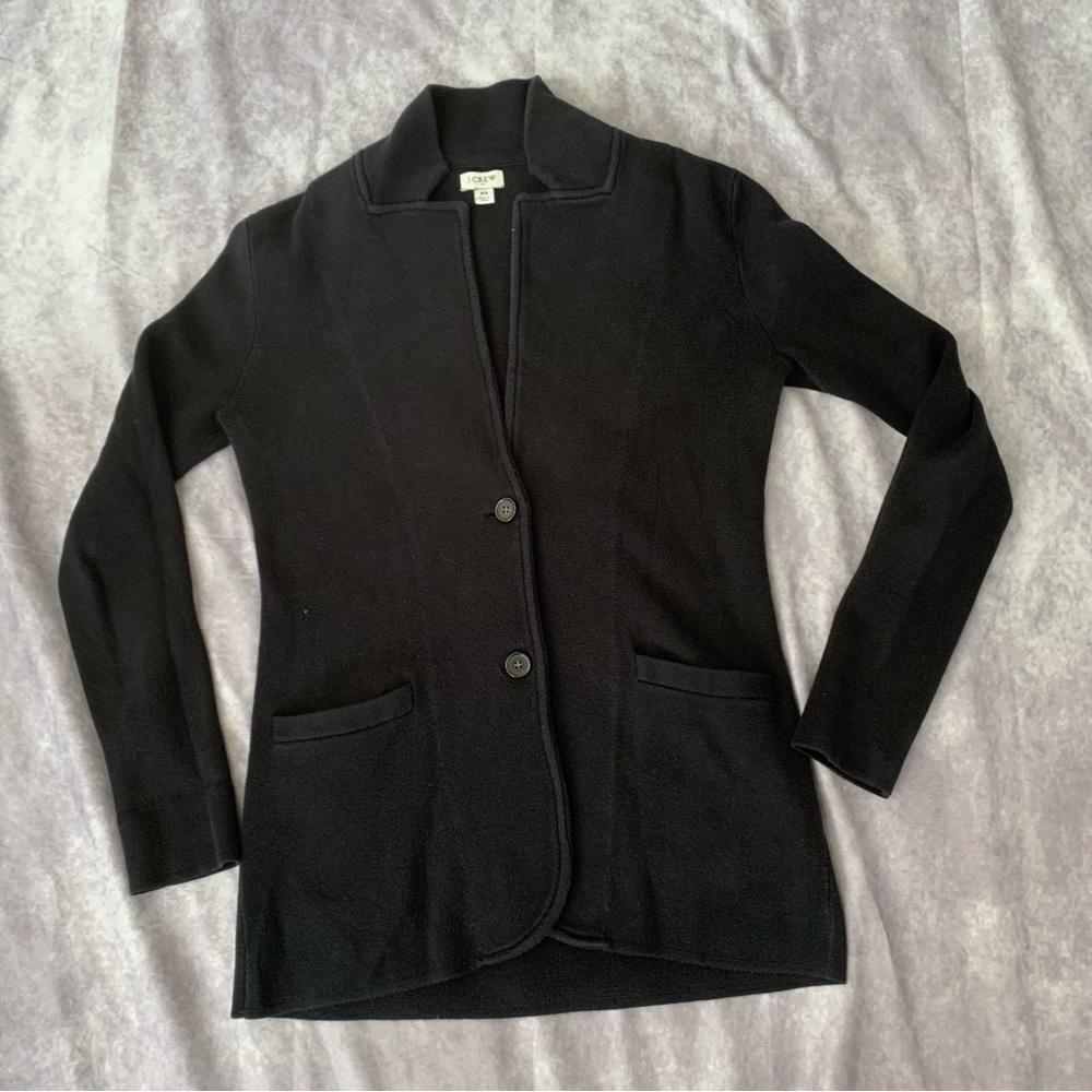 J. Crew Factory Schoolboy Sweater Blazer Knit Black XS Workwear Classy Academia